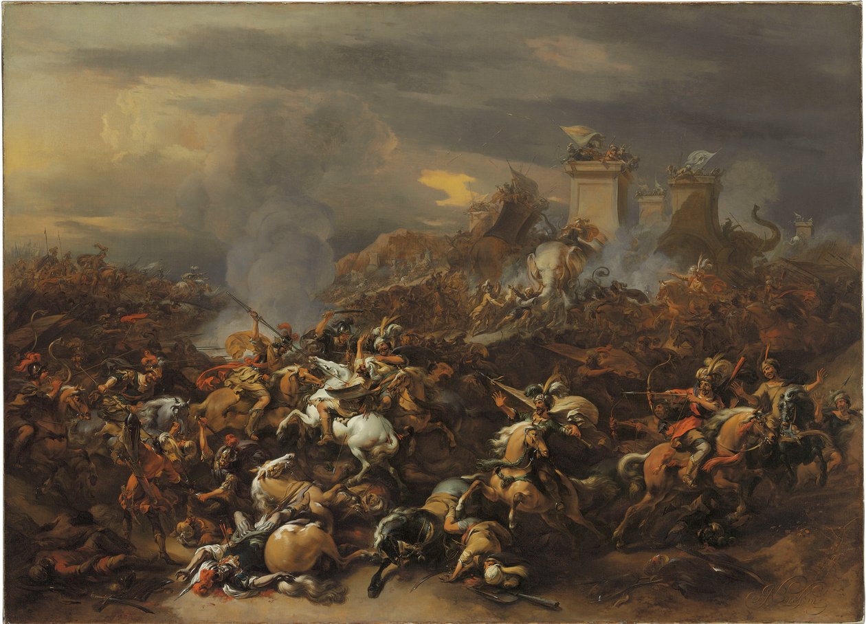 Bitva mezi Alexandrem a Pórem od Nicolaes Pietersz. Berchem
