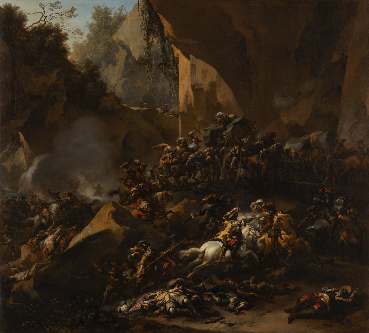 Cestovatelé přepadli lupiči od Nicolaes Pietersz Berchem