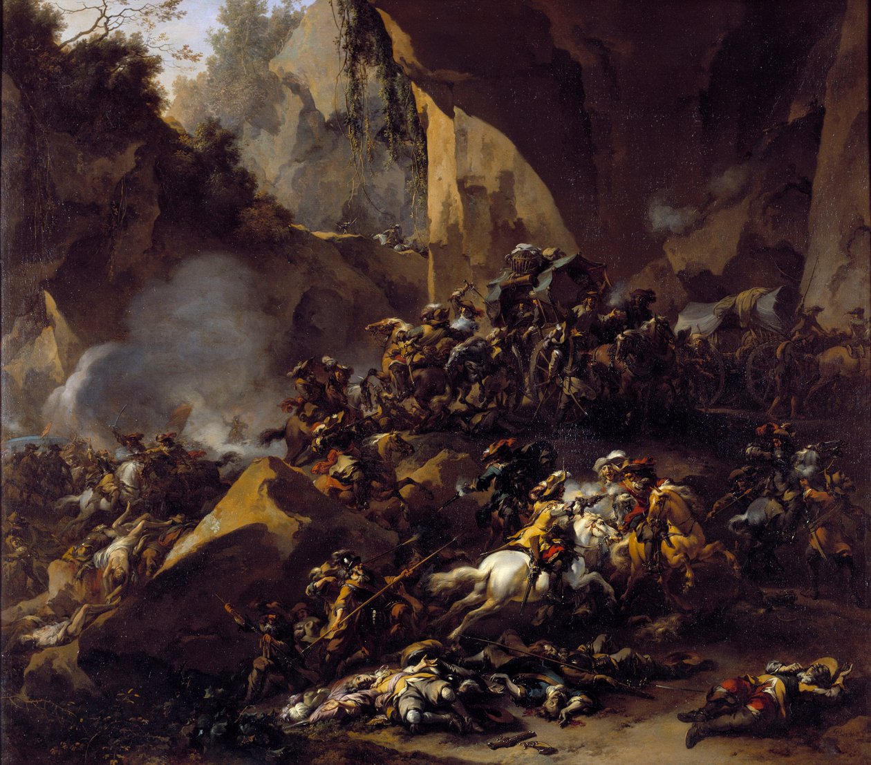 Cestovatelé napadeni lupiči od Nicolaes Pietersz Berchem