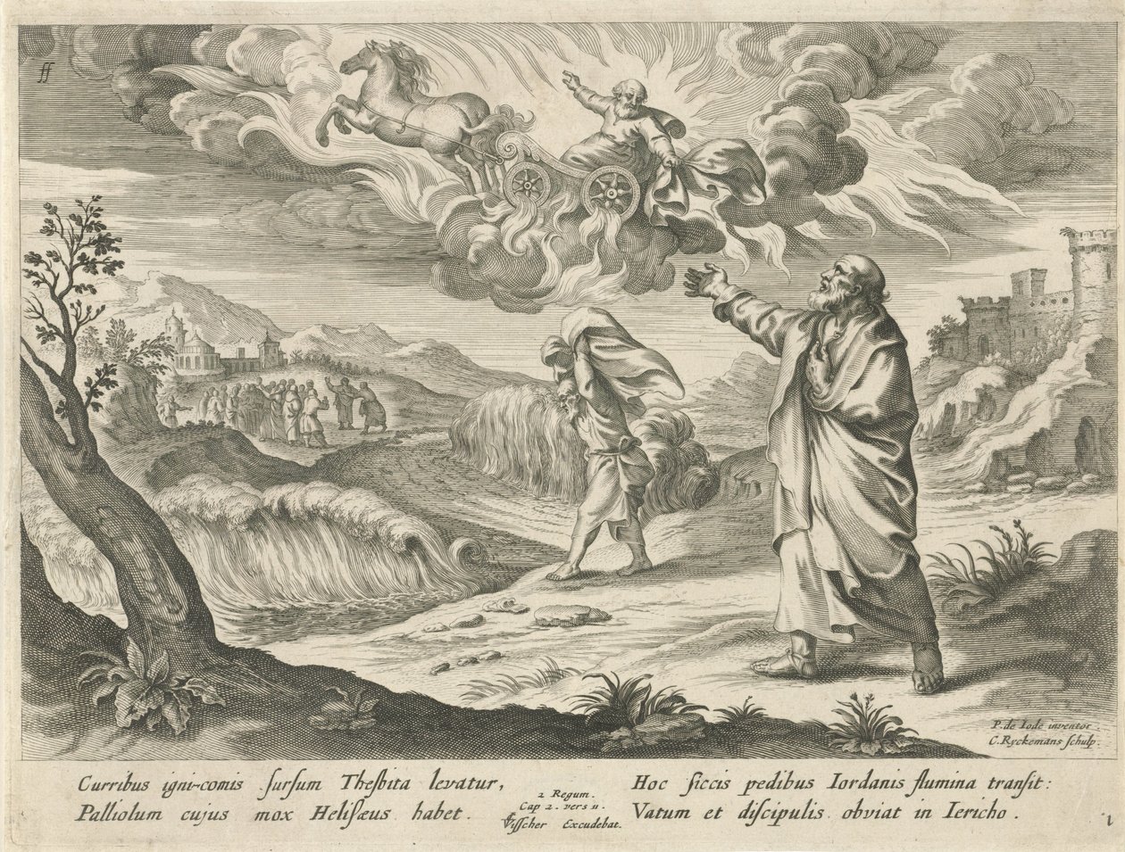 Elíša vidí Eliášovo nanebevstoupení Historie Elisy (název série) od Nicolaes Ryckmans