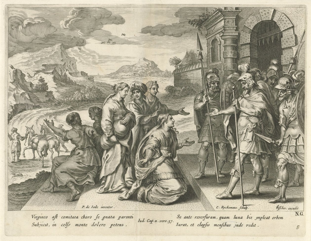 Jefta dává své dceři povolení jít do hor Historie Jefta (název série) od Nicolaes Ryckmans