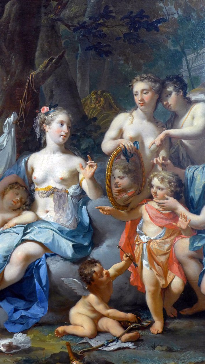 Spící láska: detail. 18. století (olej na plátně) od Nicolaes Verkolje