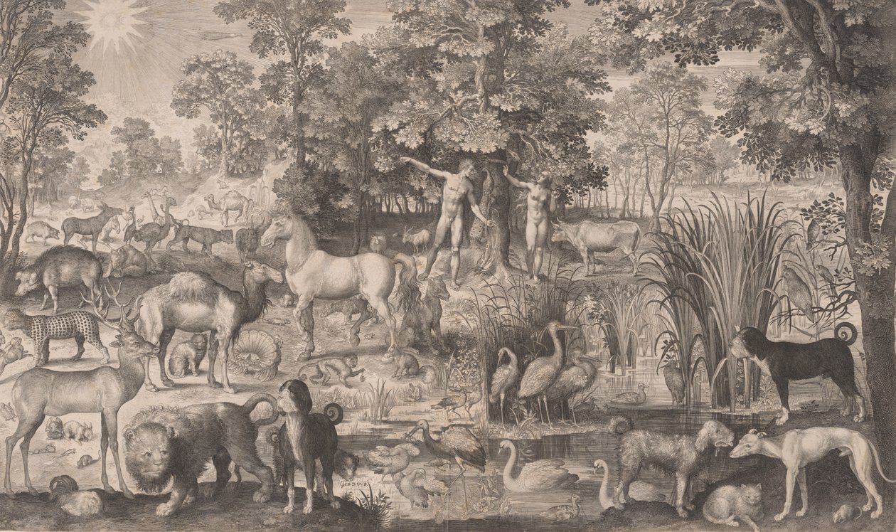 Adam a Eva v ráji, 1631., 1631. od Nicolaes de Bruyn