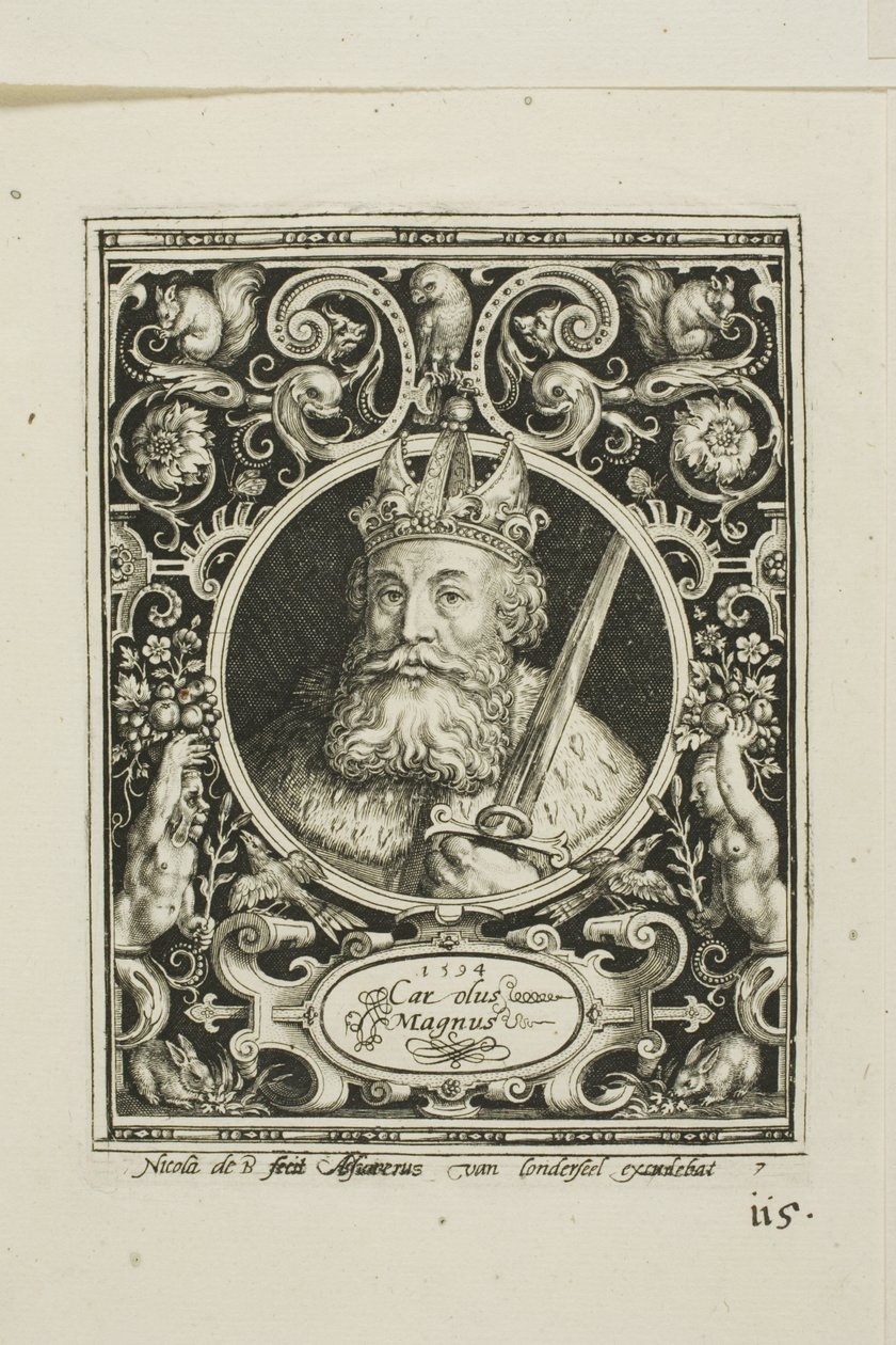 Karel Veliký, sedmý talíř z knihy Devět hodnostářů od Nicolaes de Bruyn