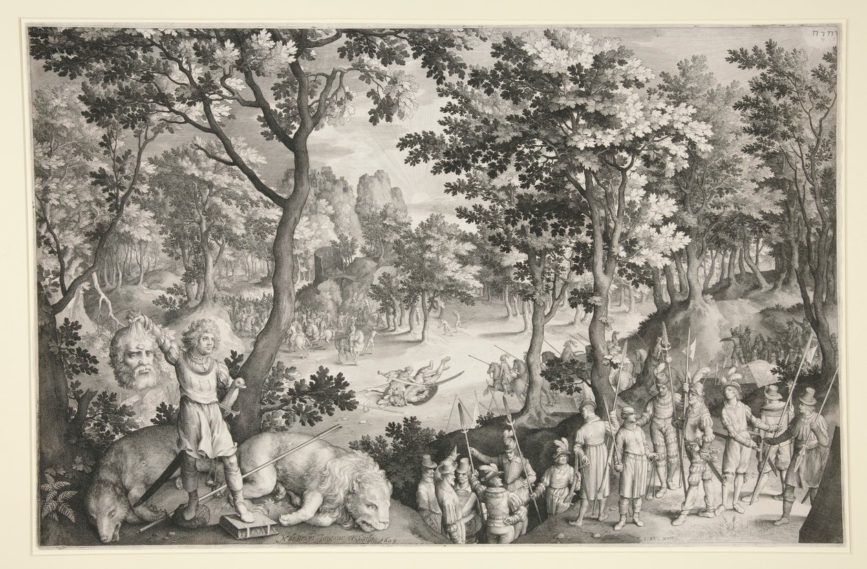 David a Goliáš od Nicolaes de Bruyn
