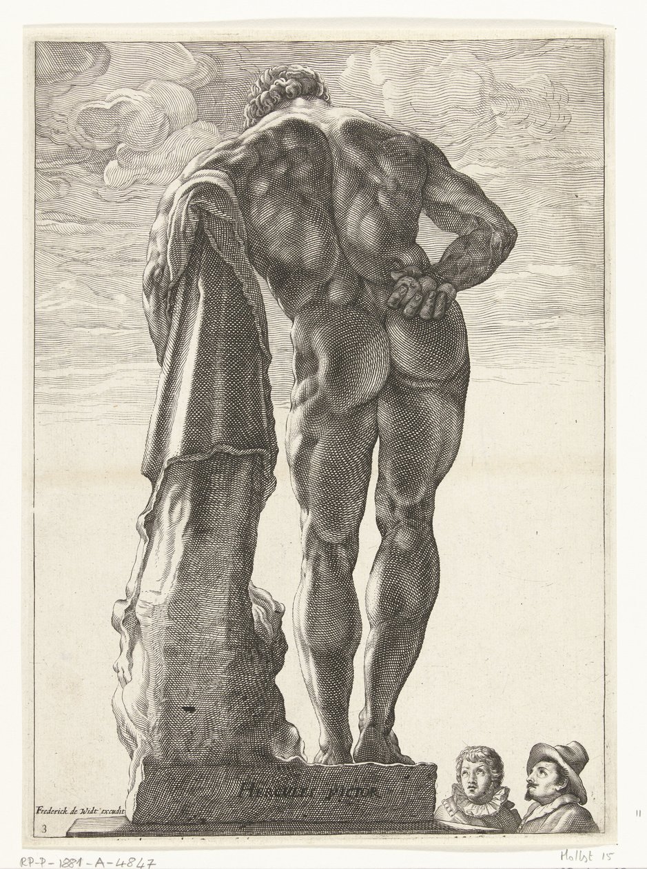 Hercules Farnese Hercules Victor (titul na předmětu) Tři antické sochy v Římě po Goltziovi (název série) od Nicolaes de Bruyn