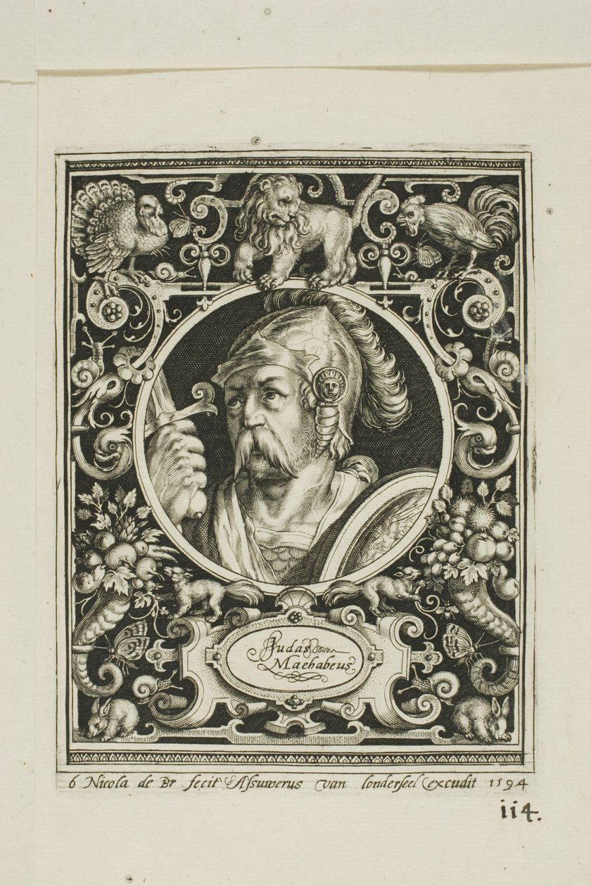 Jidáš Macabee, šestý talíř z knihy Devět hodnostářů od Nicolaes de Bruyn