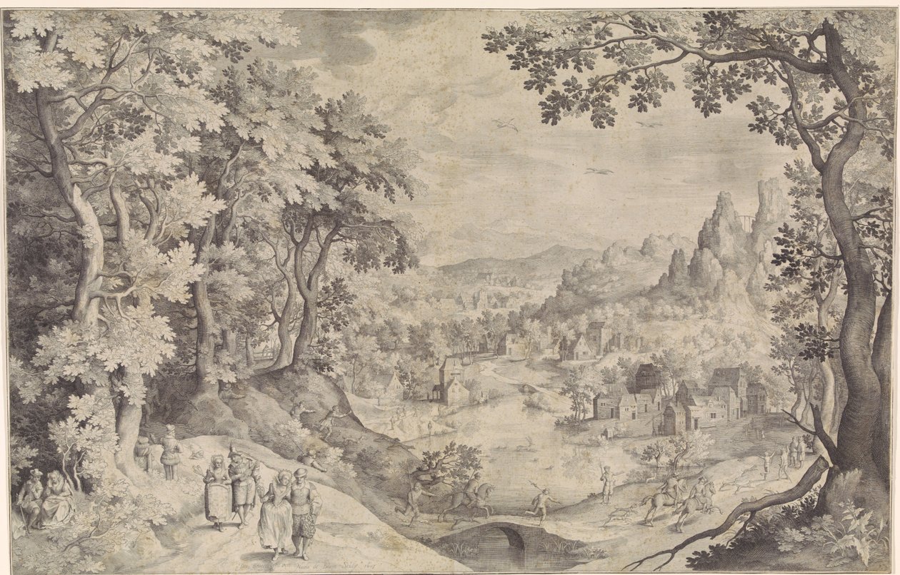 Krajina s lovem jelenů od Nicolaes de Bruyn