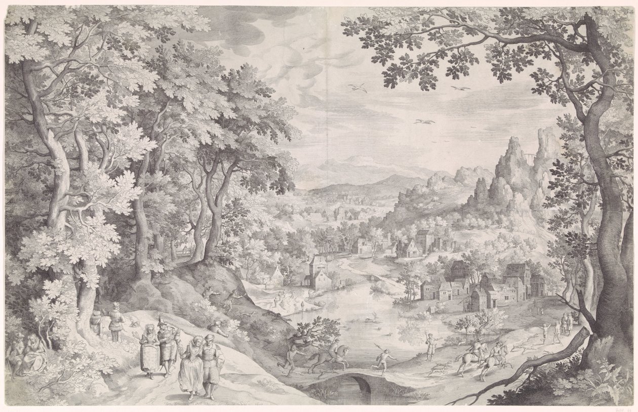 Krajina s lovem jelenů od Nicolaes de Bruyn