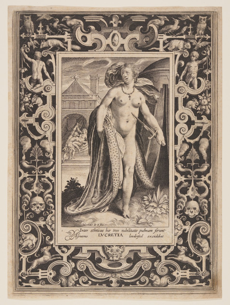 Lucretia, deska z knihy Devět hodnostářů od Nicolaes de Bruyn