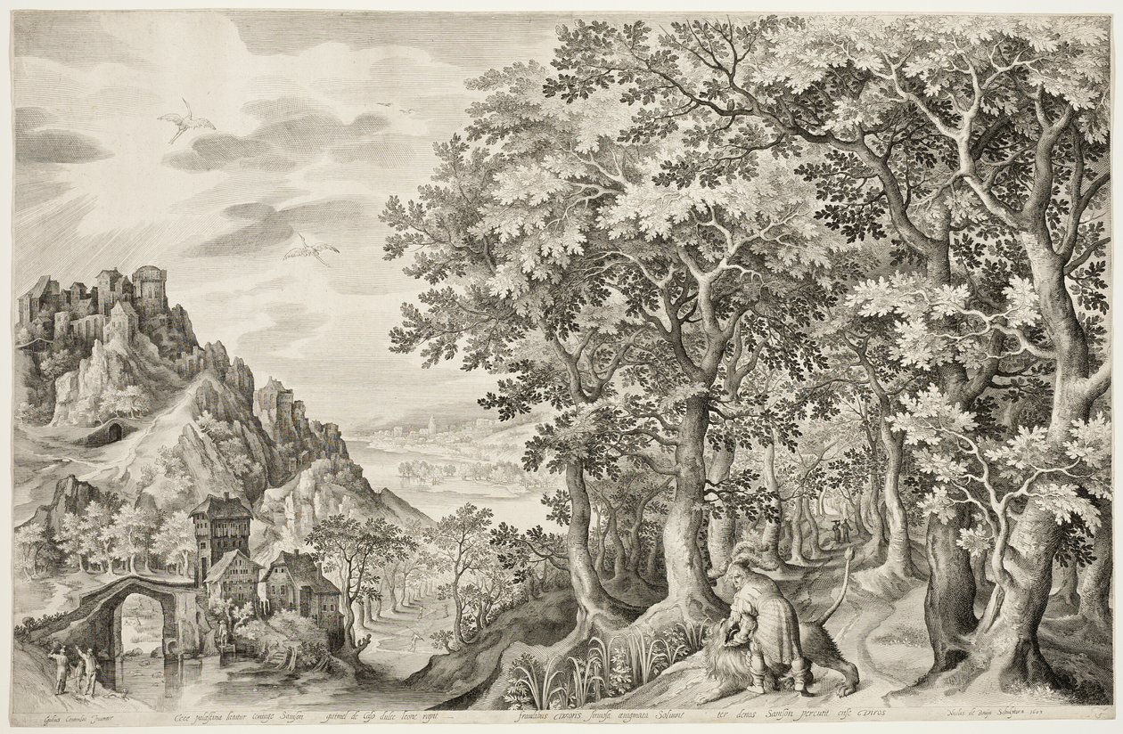 Samson zabije lva od Nicolaes de Bruyn
