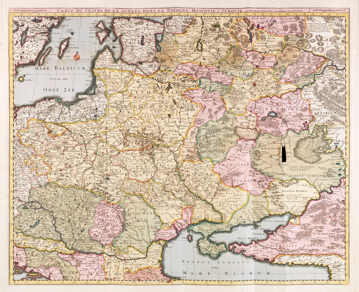 Mapa válečného divadla v Polsku, Moskvě a Turecku