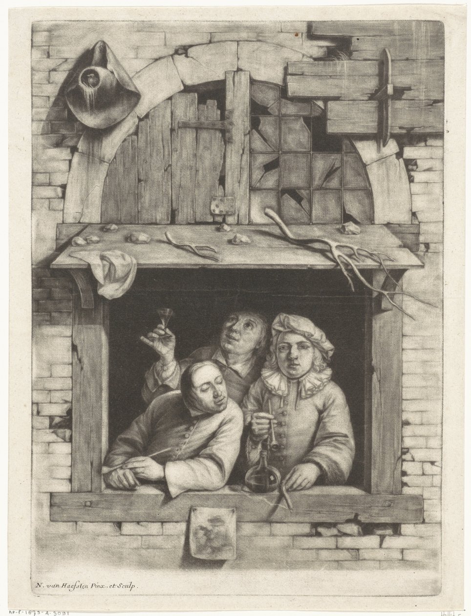 Tři kuřáci v okně od Nicolaes van Haeften