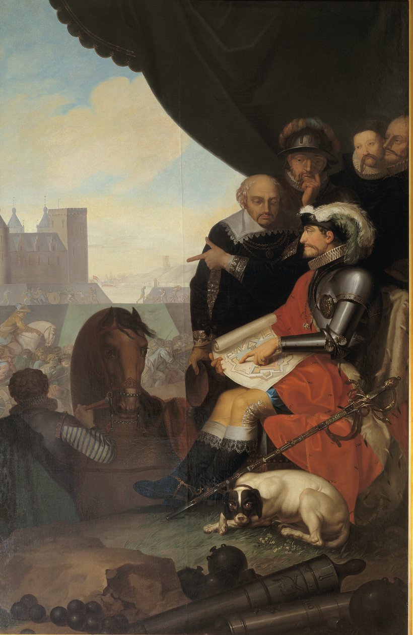 Frederik II staví hrad Kronborg v Elsinore od Nicolai Abildgaard