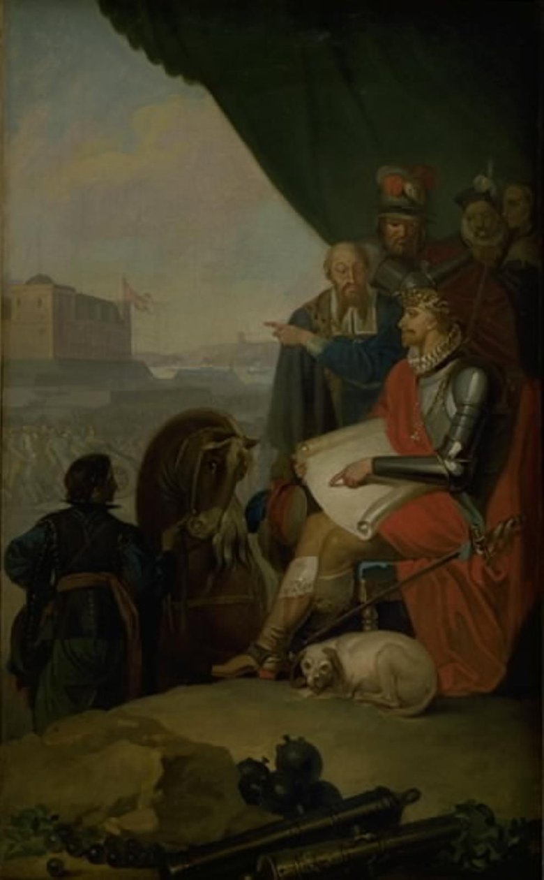 Frederik II staví hrad Kronborg v Elsinore od Nicolai Abildgaard