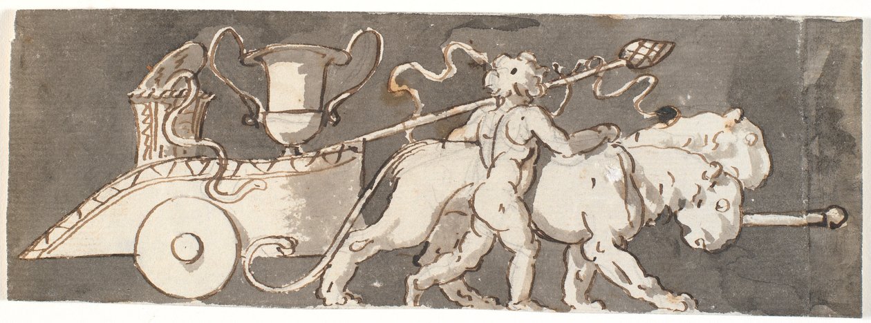 Vlys s chlapcem na voze Bacchus a Mars (nebo Pluto) tažený lvy od Nicolai Abildgaard