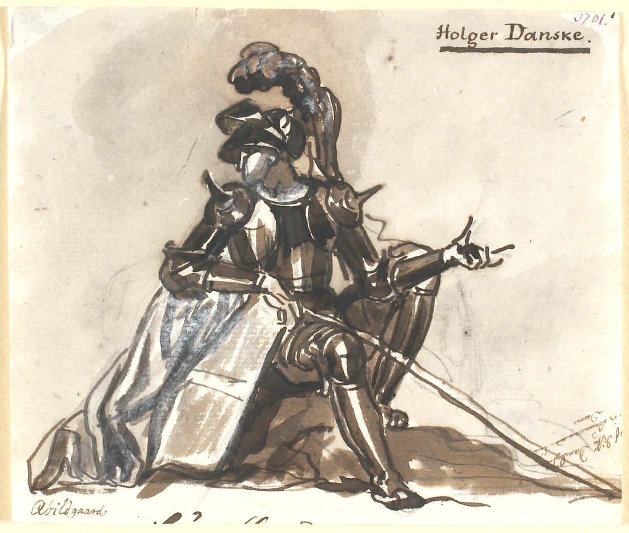 Holger Danske sedí v brnění od Nicolai Abildgaard