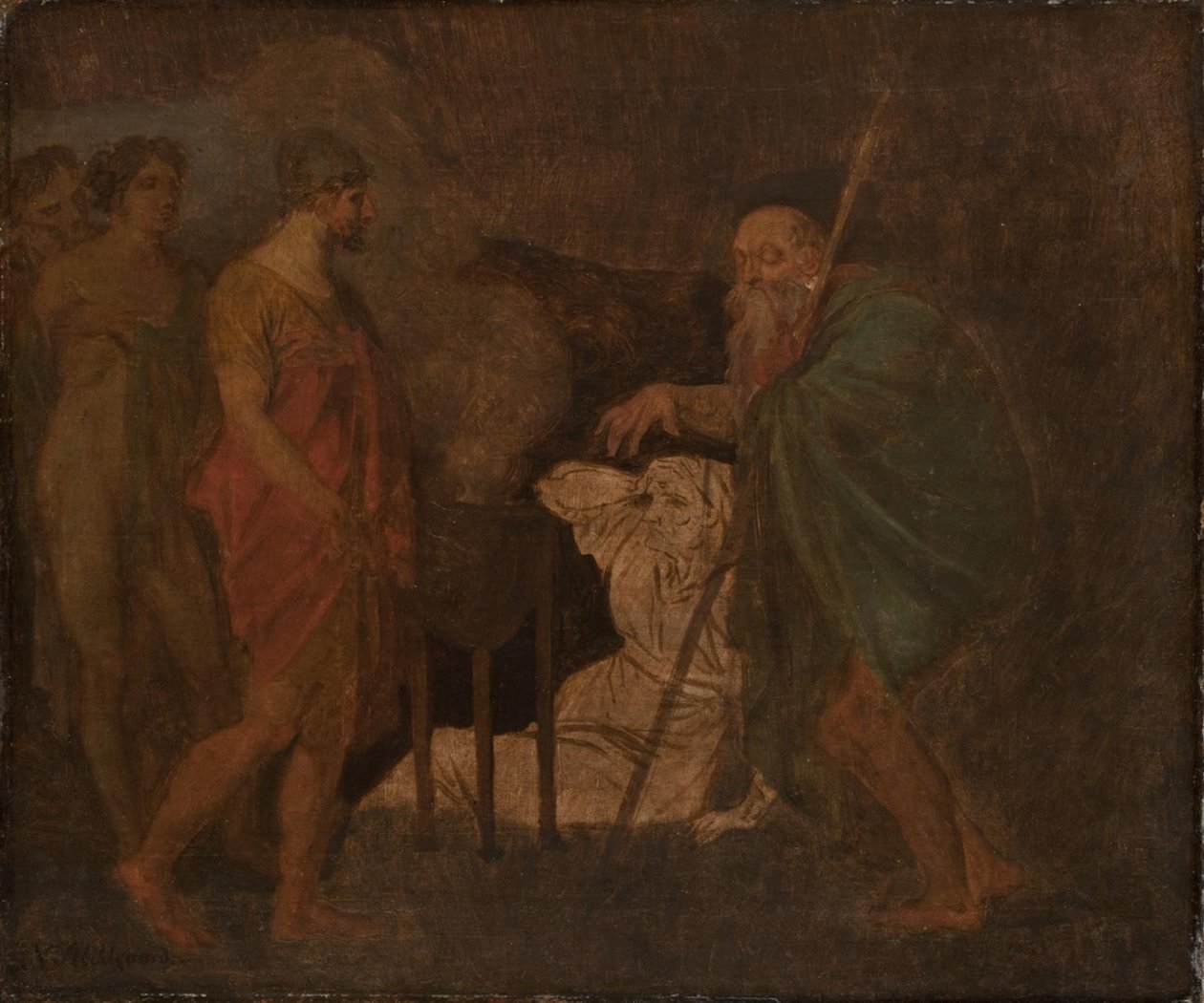 Odysseus se radí s Teiresiasem. Z Homérovy Odyssey od Nicolai Abildgaard