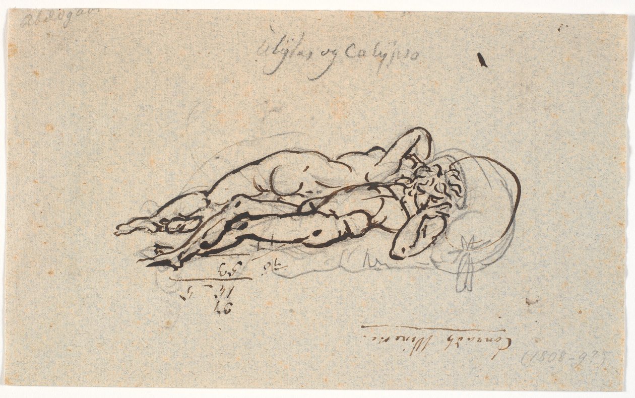 Odysseus a Calypso, ležící nazí na posteli od Nicolai Abildgaard