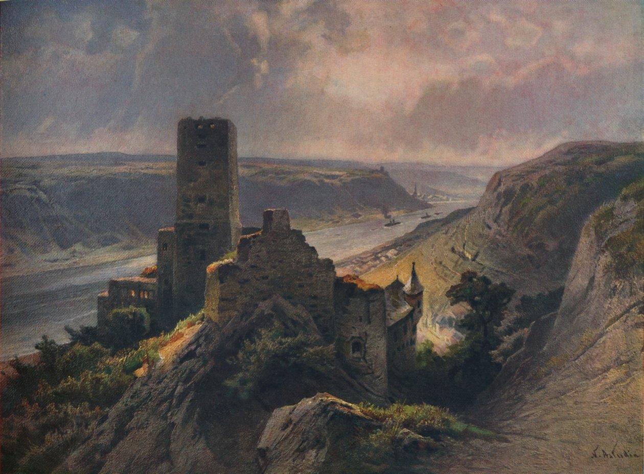Hrad Gutenfels s výhledem na Oberwesel, Hrad Gutenfels s výhledem na Oberwesel, 1923. od Nicolai Astudin
