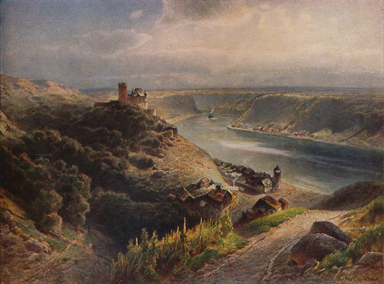 Hrad Katz s výhledem na Lorelei, Hrad Katz s výhledem na Lorelei, 1923. od Nicolai Astudin