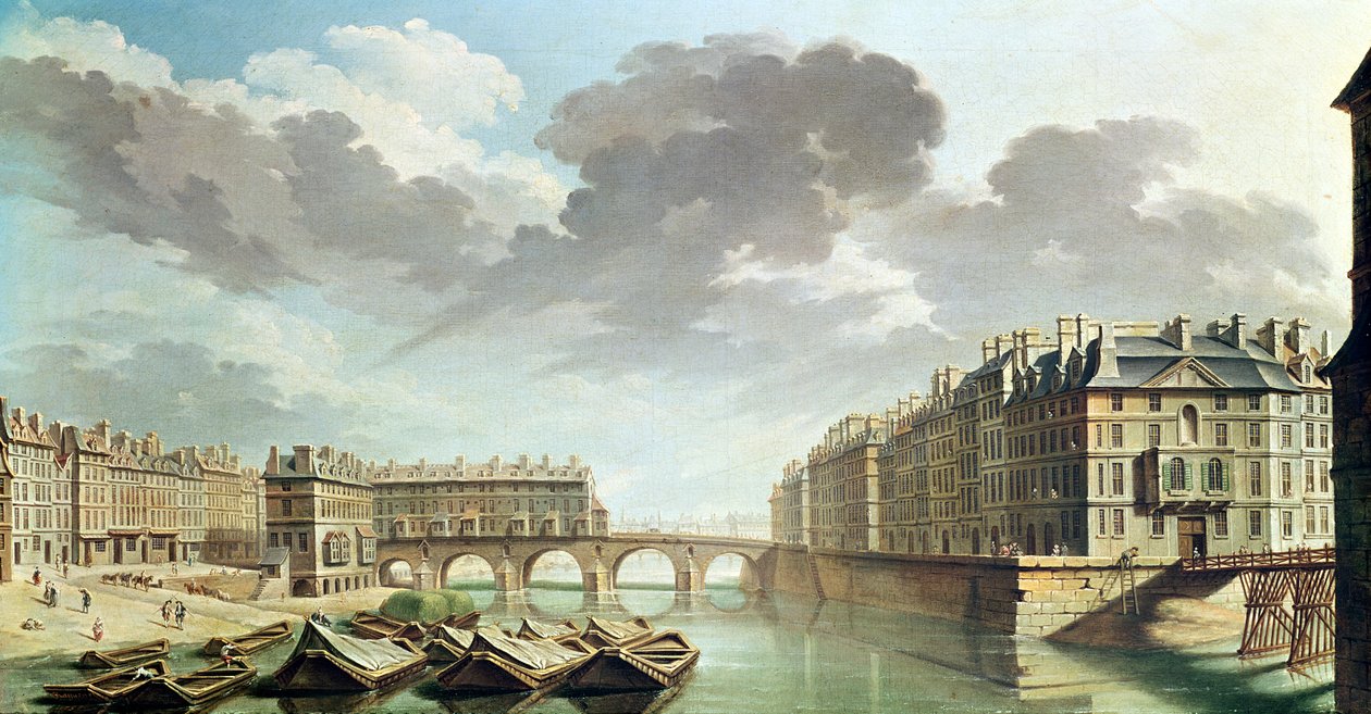 Ile Saint-Louis a Pont Marie v roce 1757 od Nicolas Raguenet