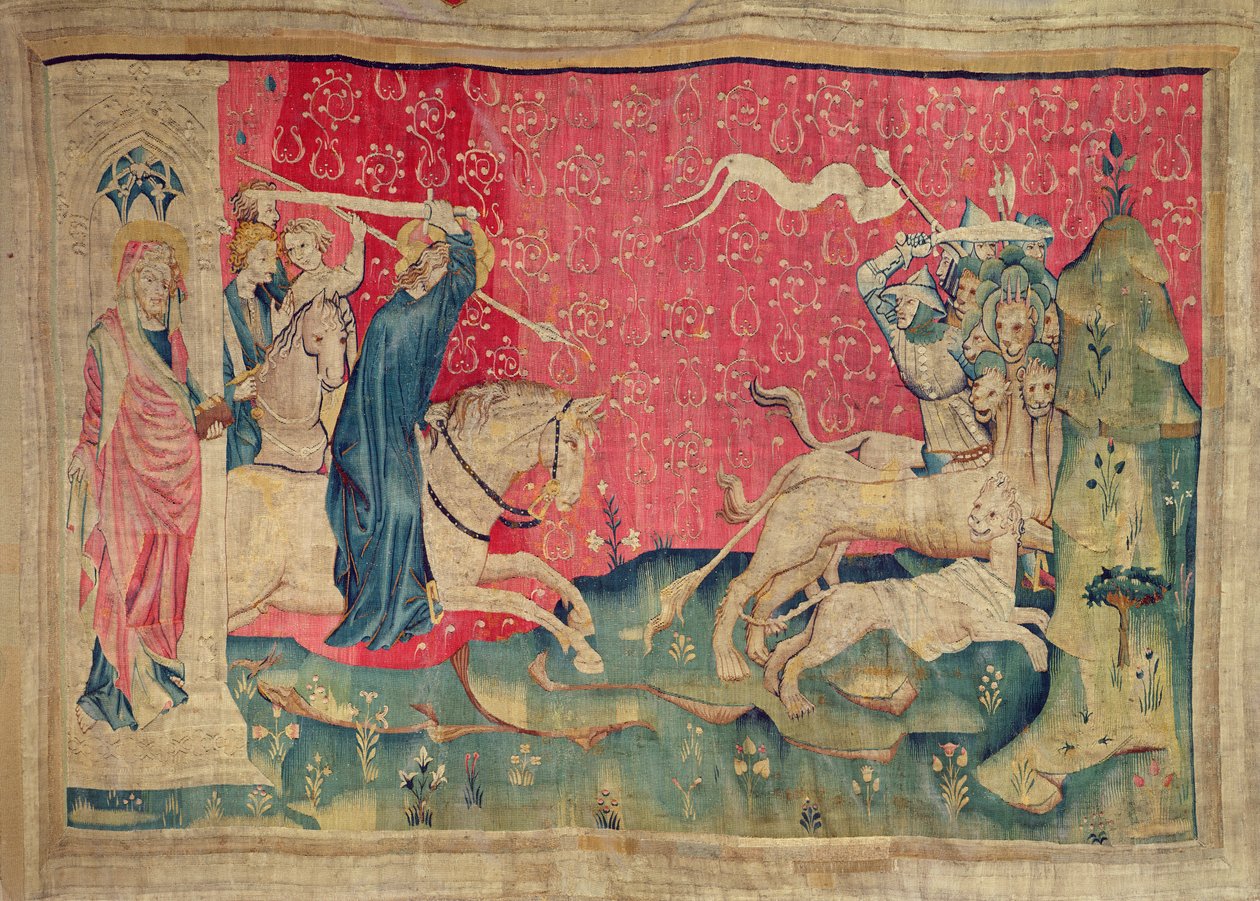 Kristus útočí na zvířata, č. 73 z "Apokalypsy z Angers", 1373-87 (tapiserie) od Nicolas Bataille