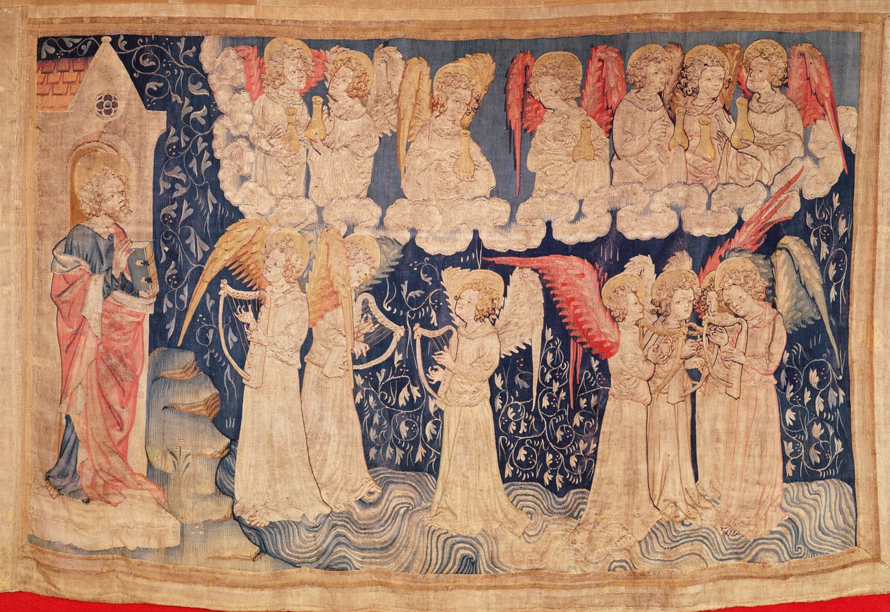Sedm andělů nesoucích sedm baněk, z Apokalypsy Tapestry of Angers, 1373-87 (tapisérie) od Nicolas Bataille