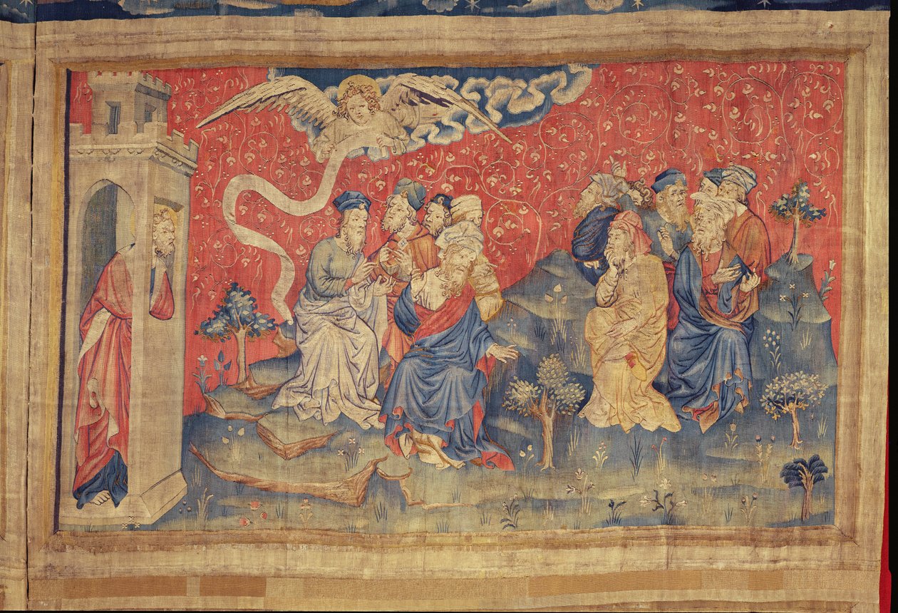 Archanděl předpovídá vítězství, z tapiserie Apokalypsa v Angers, 1373-87 (tapiserie) od Nicolas Bataille