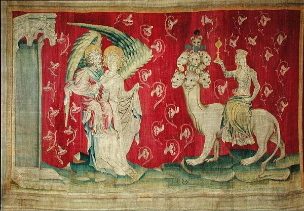 The Whore Riding the Beast, no. 65 z The Apocalypse of Angers, 1373-87 od Nicolas Bataille
