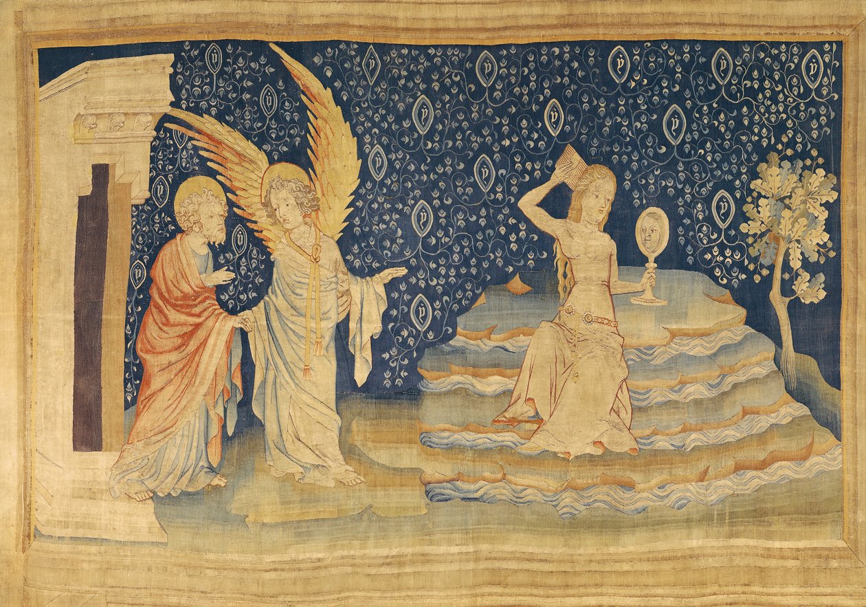 Babylonská nevěstka, číslo 64 z "Apokalypsy z Angers", 1373-87 (tapiserie) (viz také 135911) od Nicolas Bataille