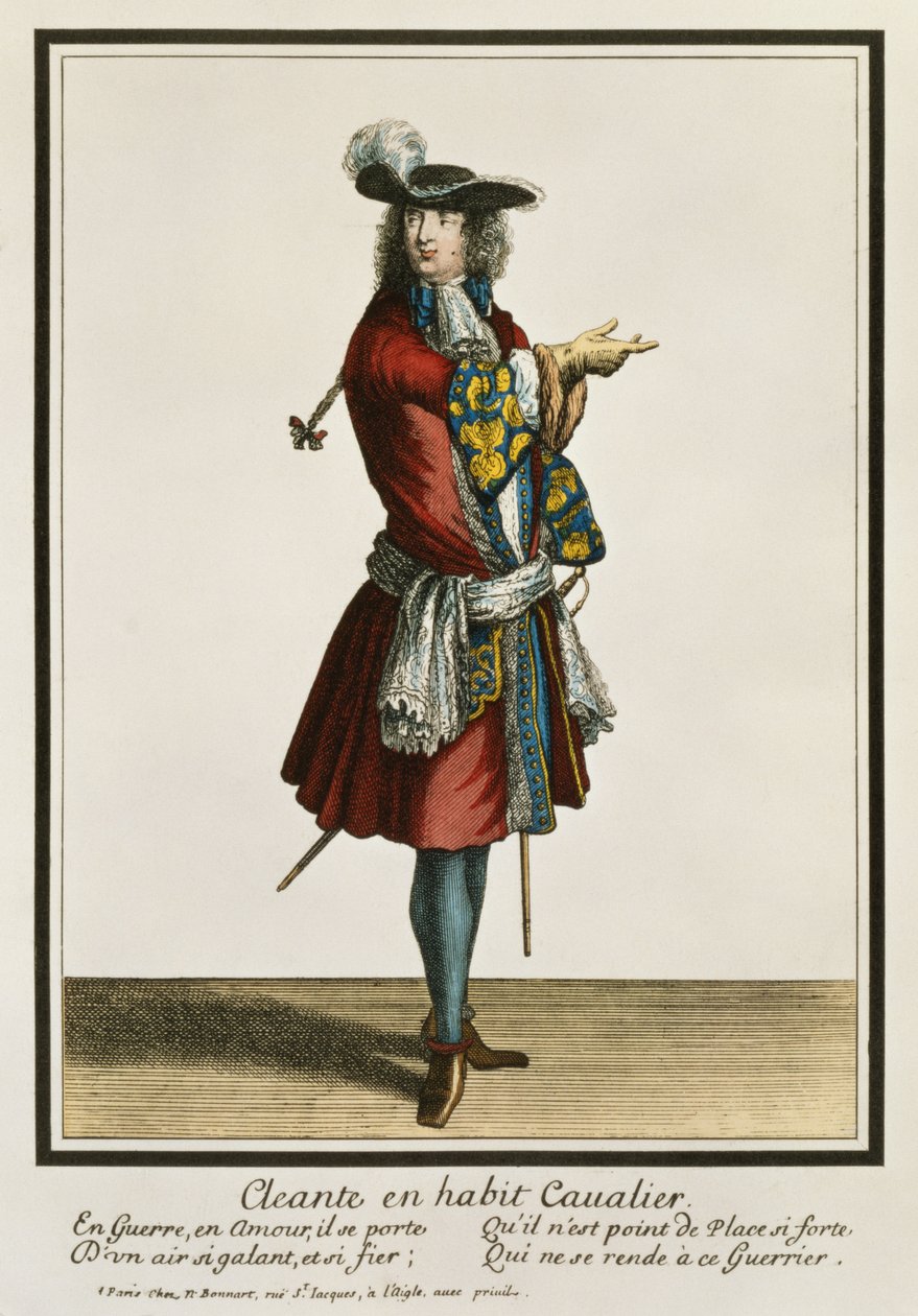 Cleante Dressed as a Cavalier, fashion plate, c.1695 od Nicolas Bonnart