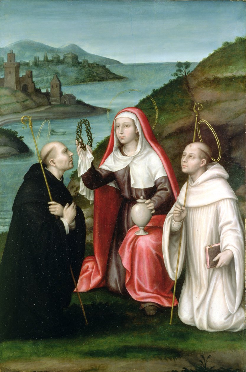 Svatá Máří Magdaléna se svatým Dominikem a svatým Bernardem, kolem roku 1580 (deska) od Nicolas Borras