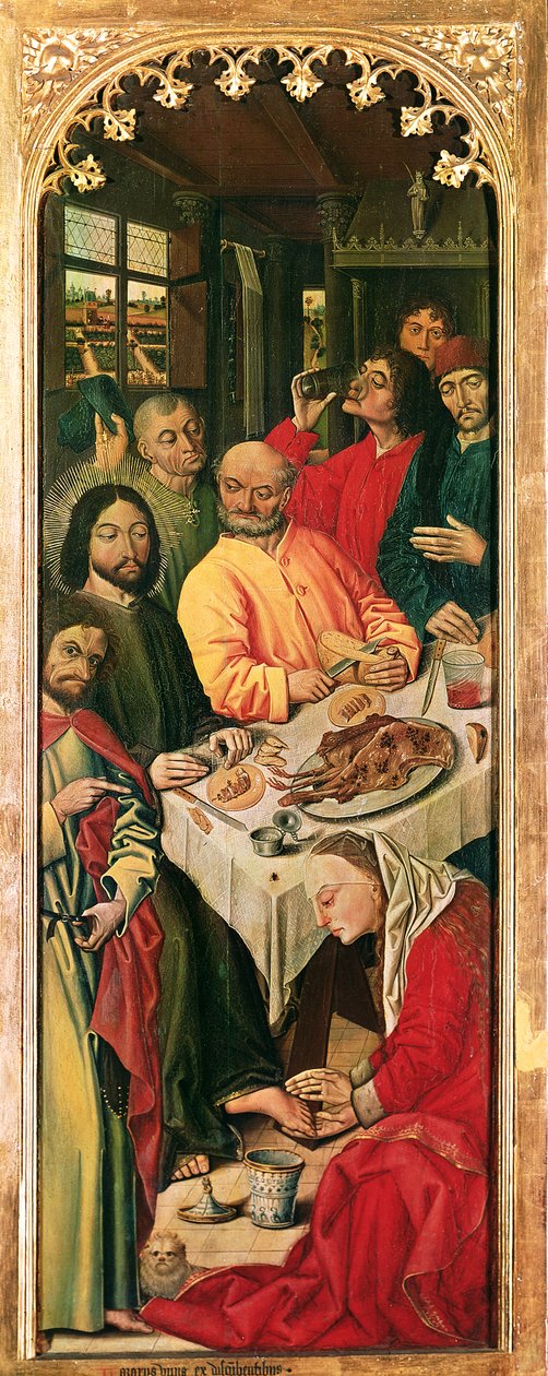 Triptych Vzkříšení Lazara, pravý panel Marie Magdaleny myjící Kristovy nohy, 1461 od Nicolas Froment