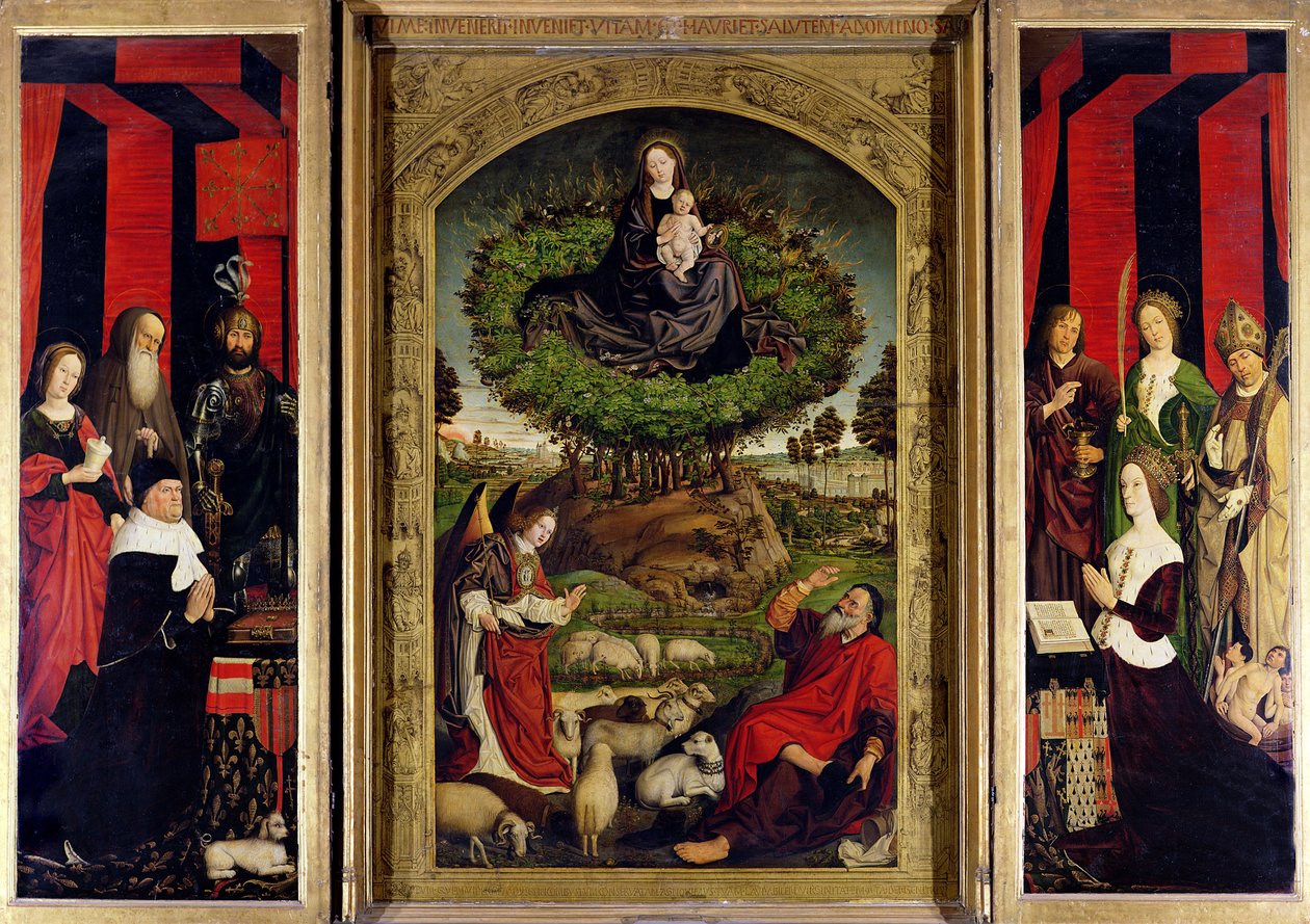 Triptych Mojžíš a hořící keř, kolem roku 1476 (viz také 26542 a 232840-41) od Nicolas Froment