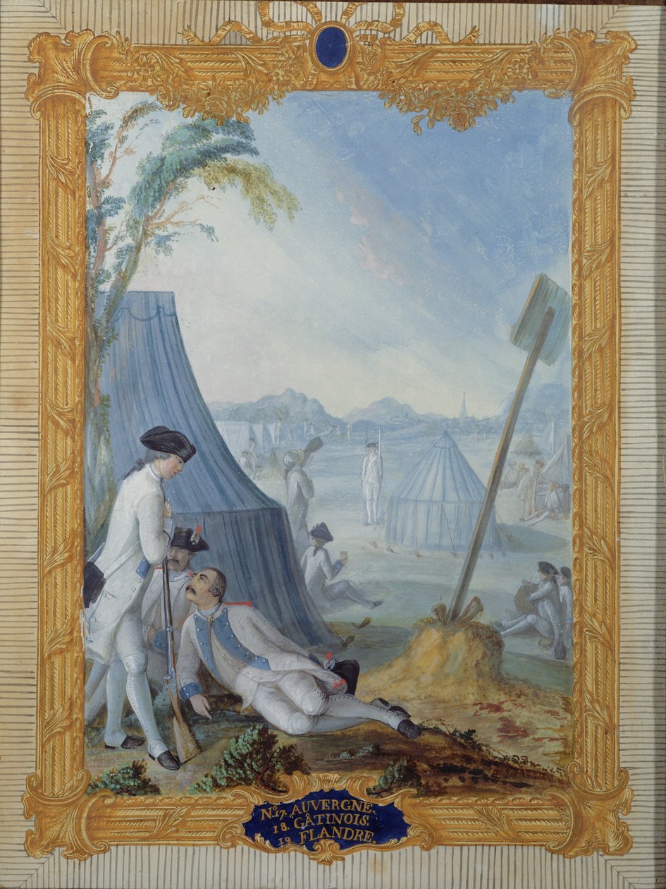 Uniformy francouzské pěchoty během americké války (Auvergne, Flandry a Gatinois) od Nicolas Hoffmann