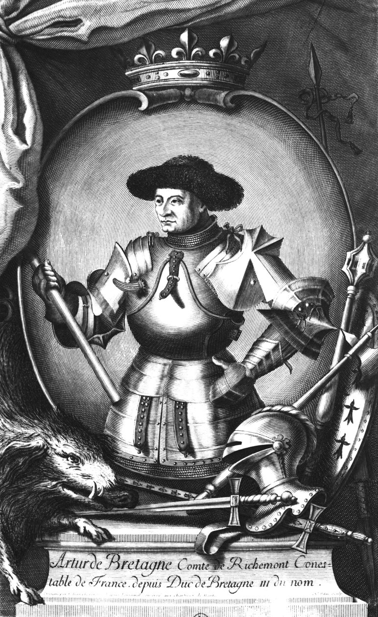 Arthur III (1393-1458) z Bretaně, vyryl F.J. Chaperon od Nicolas I, the Elder Pitau