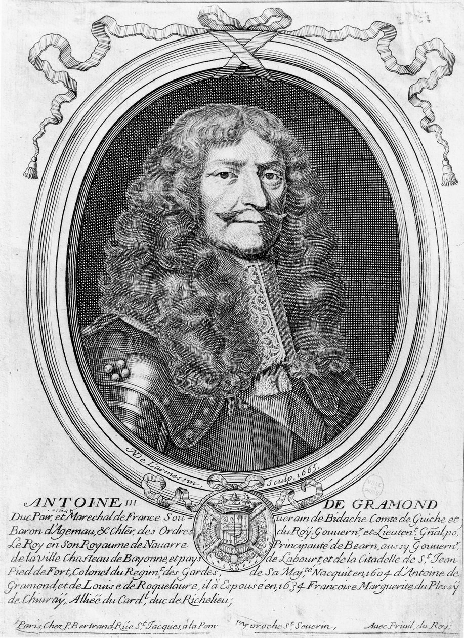Portrét Antoine III de Gramont (1604-78) 1665 od Nicolas II de Larmessin