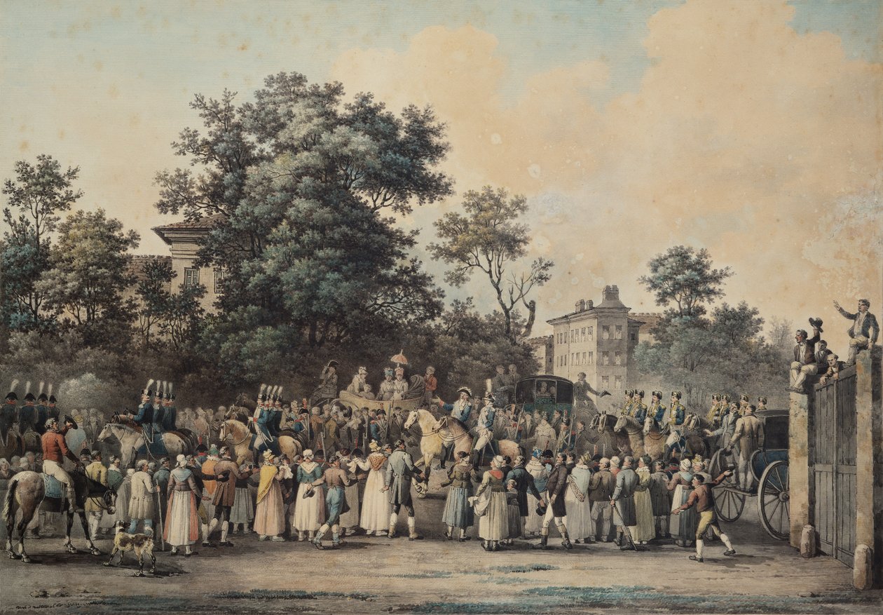 Louis-Antoine de France (1775-1844) Duc dAngouleme, v Barriere de Vaugirard, 1814 (pero a inkoust a wc na papíře) od Nicolas Joseph Vergnaux