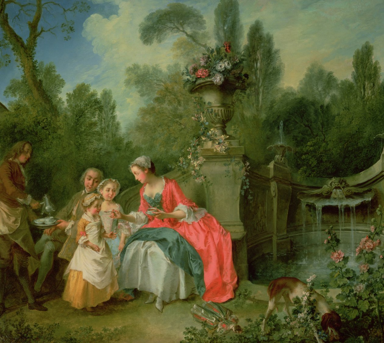 Dáma a pán v zahradě se dvěma dětmi c. 1742 od Nicolas Lancret