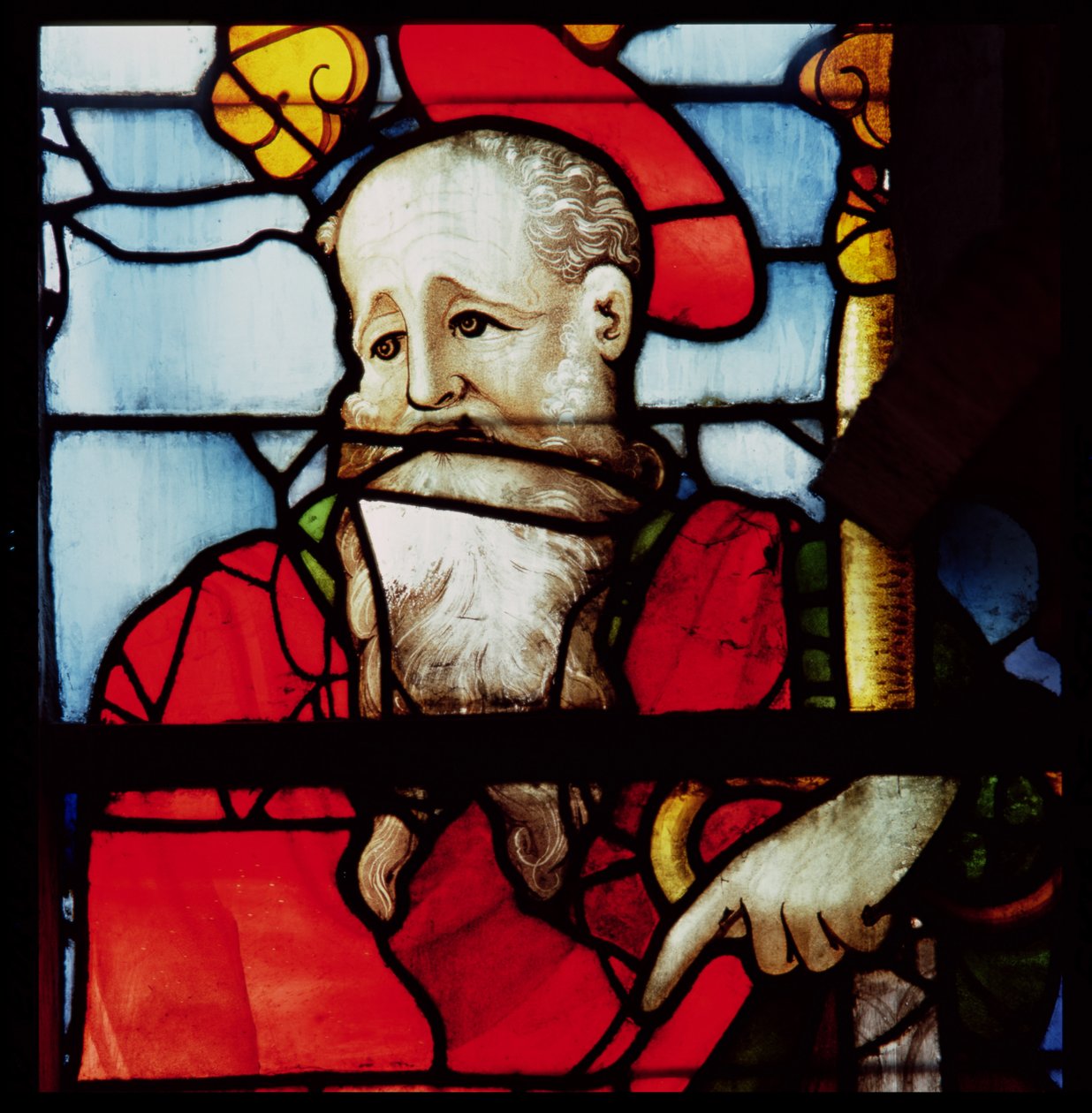 Svatý Pavel, detail z okna znázorňující čtyři evangelisty a čtyři doktory církve, jižní transept, 1551 (vitráže) od Nicolas Le Prince