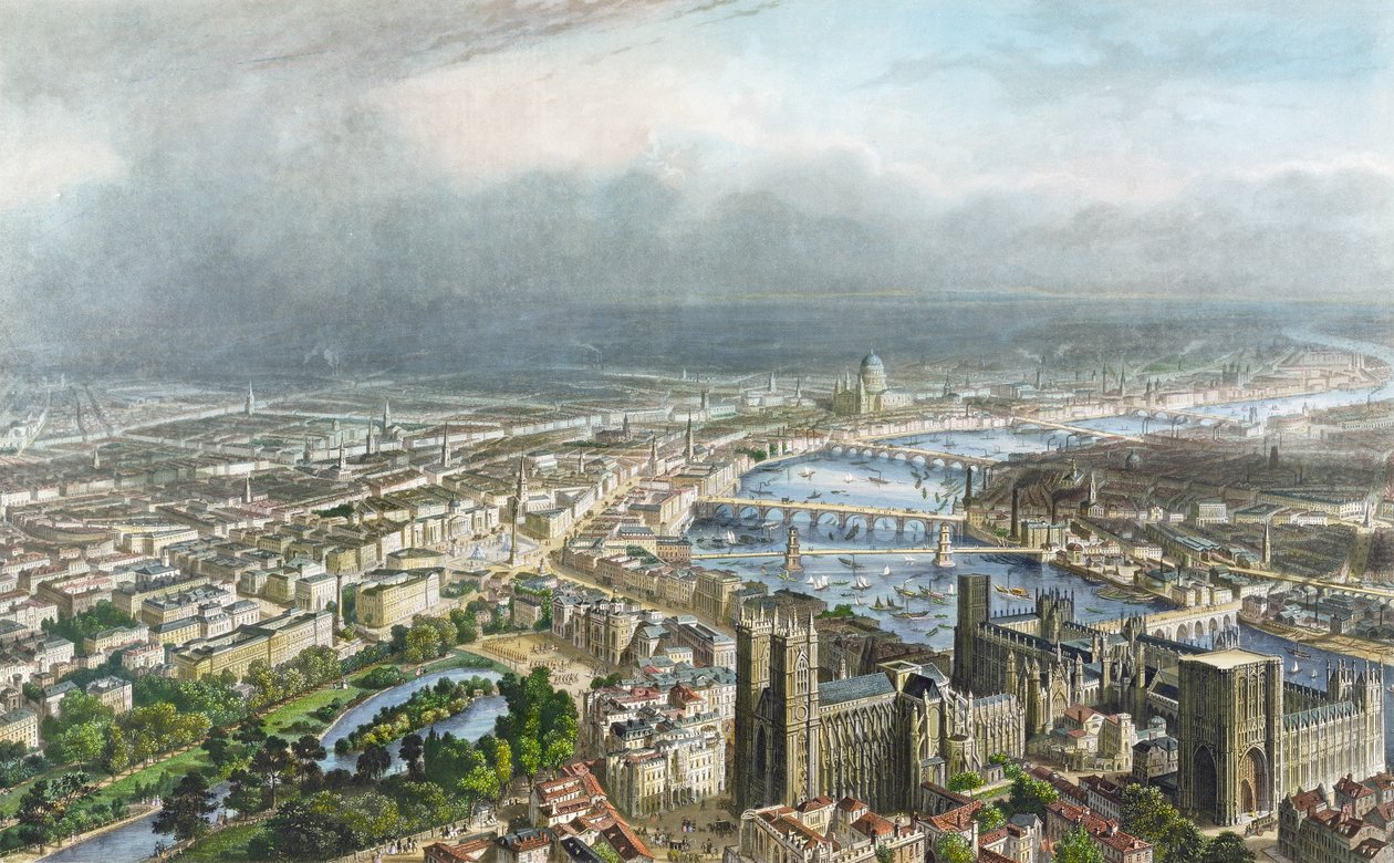 General Aspect of London, z Westminsterského opatství, kolem roku 1850, ryl A. Appert, pub. od Alfred Chardon (viz také 70174) od Nicolas Marie Joseph Chapuy