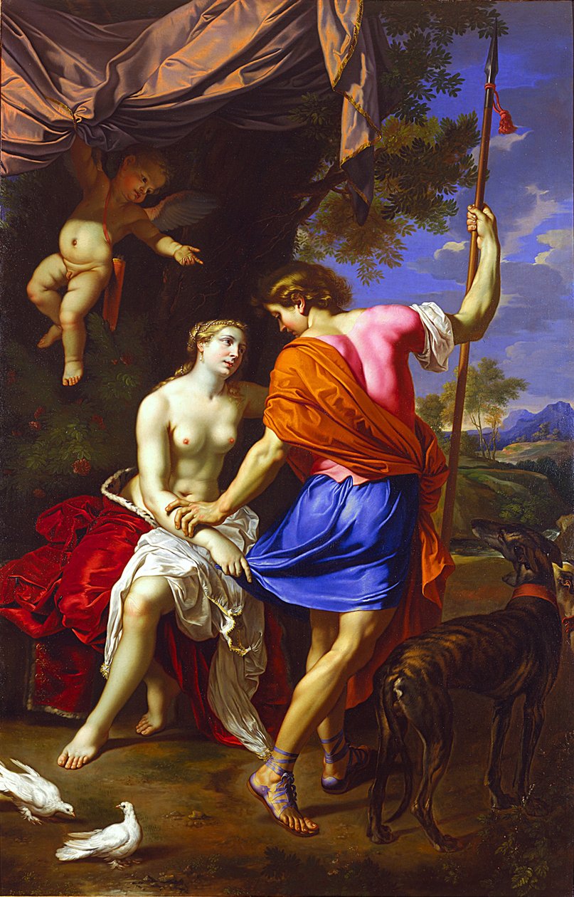 Venuše a Adonis od Nicolas Mignard