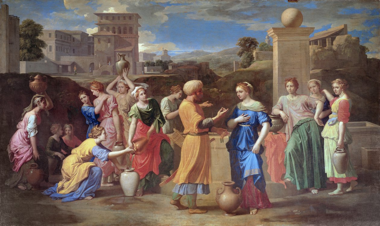 Eliezer a Rebecca, 1648 od Nicolas Poussin