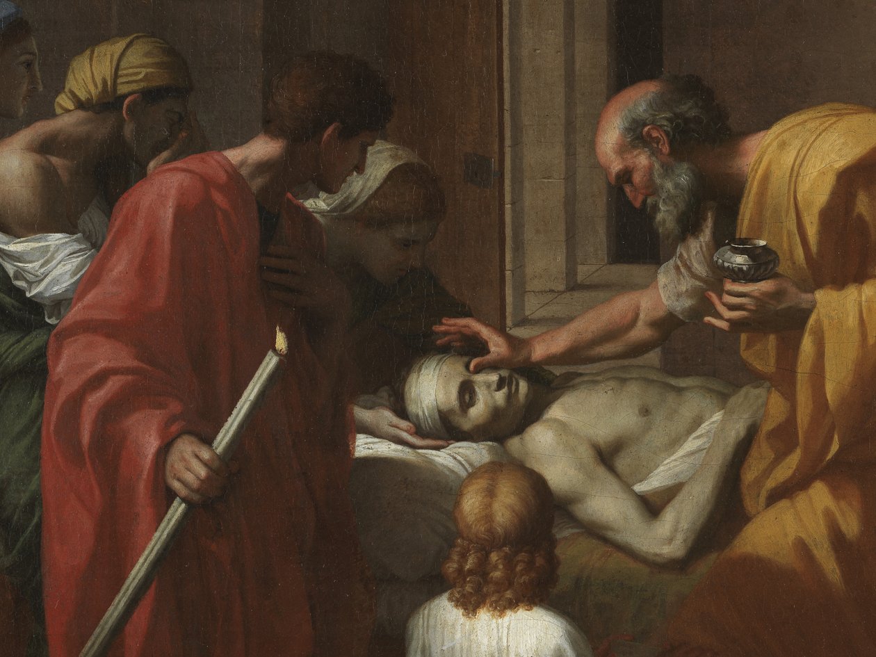 Extrémní pomazání, ze „Sedmi svátostí“, 1638-40 od Nicolas Poussin