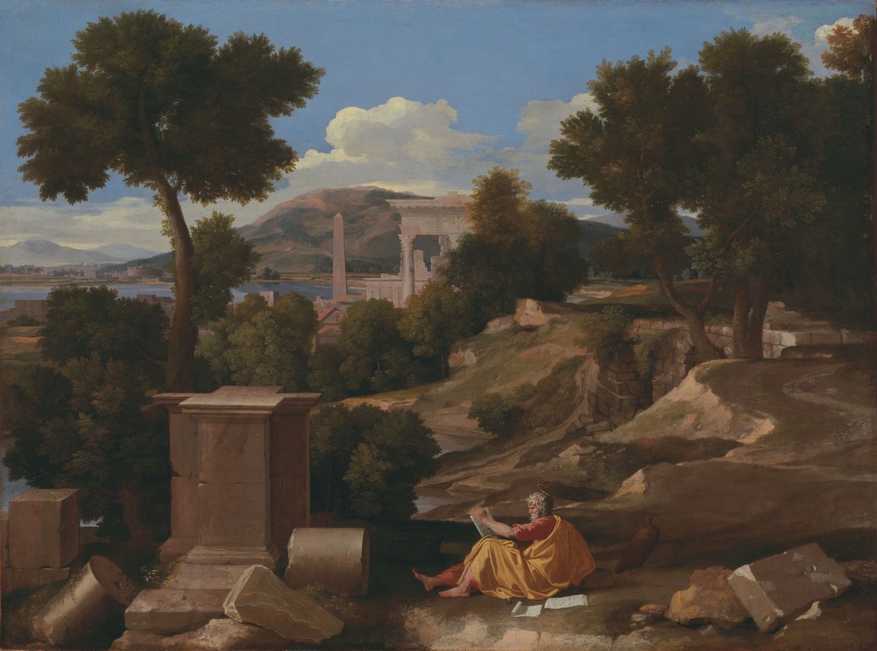 Krajina se svatým Janem na Patmosu od Nicolas Poussin