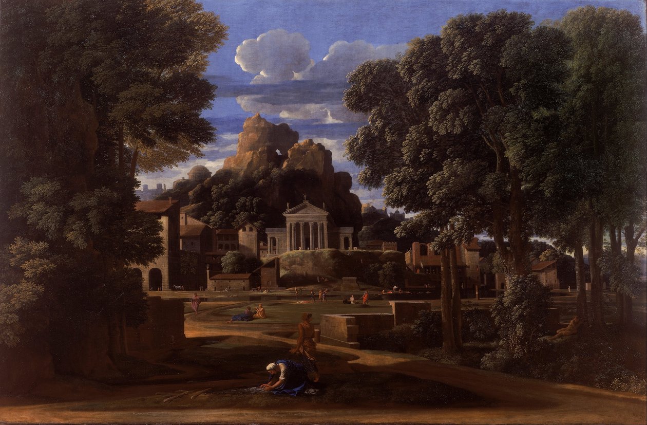 Krajina s popelem Phocion od Nicolas Poussin