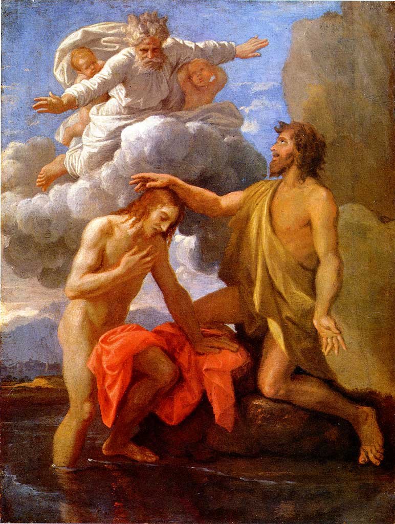 Svatý Jan křtí Krista od Nicolas Poussin