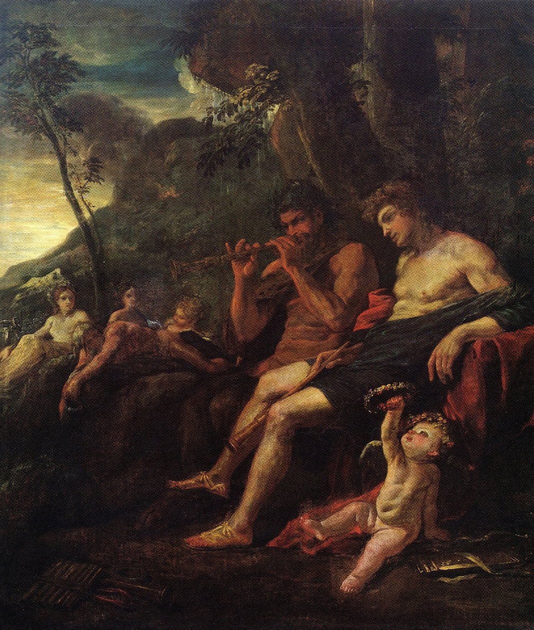 Olympos a Marsyas od Nicolas Poussin
