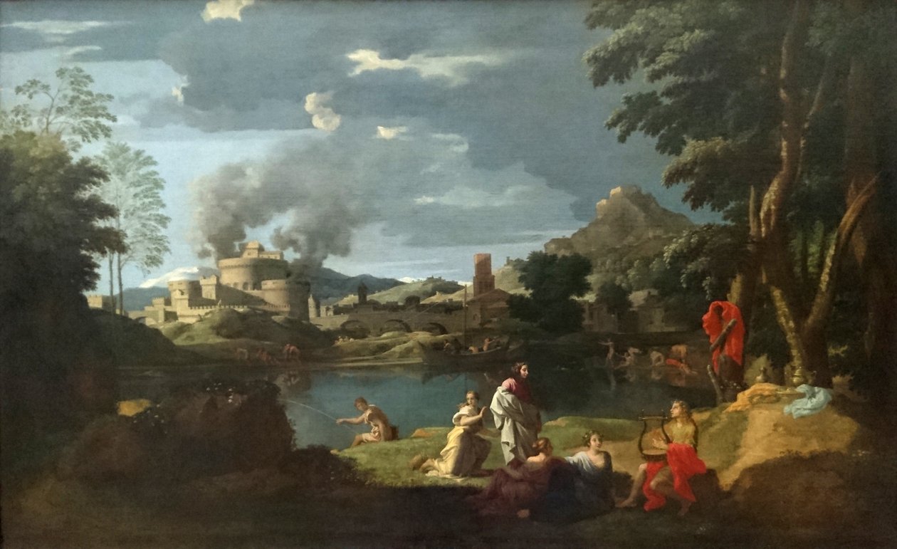 Krajina s Orfeem a Eurydikou od Nicolas Poussin